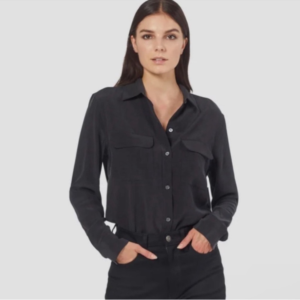 Equipment Black Button Down Shirt
size large